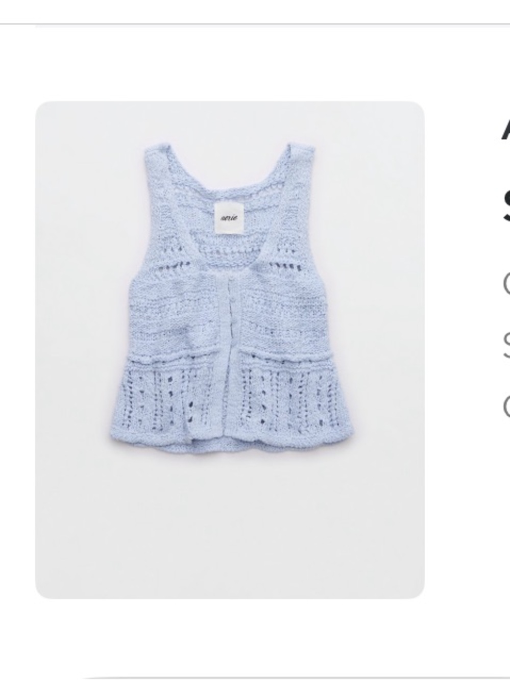 Aerie Crochet Knit Tank Top in Light Blue